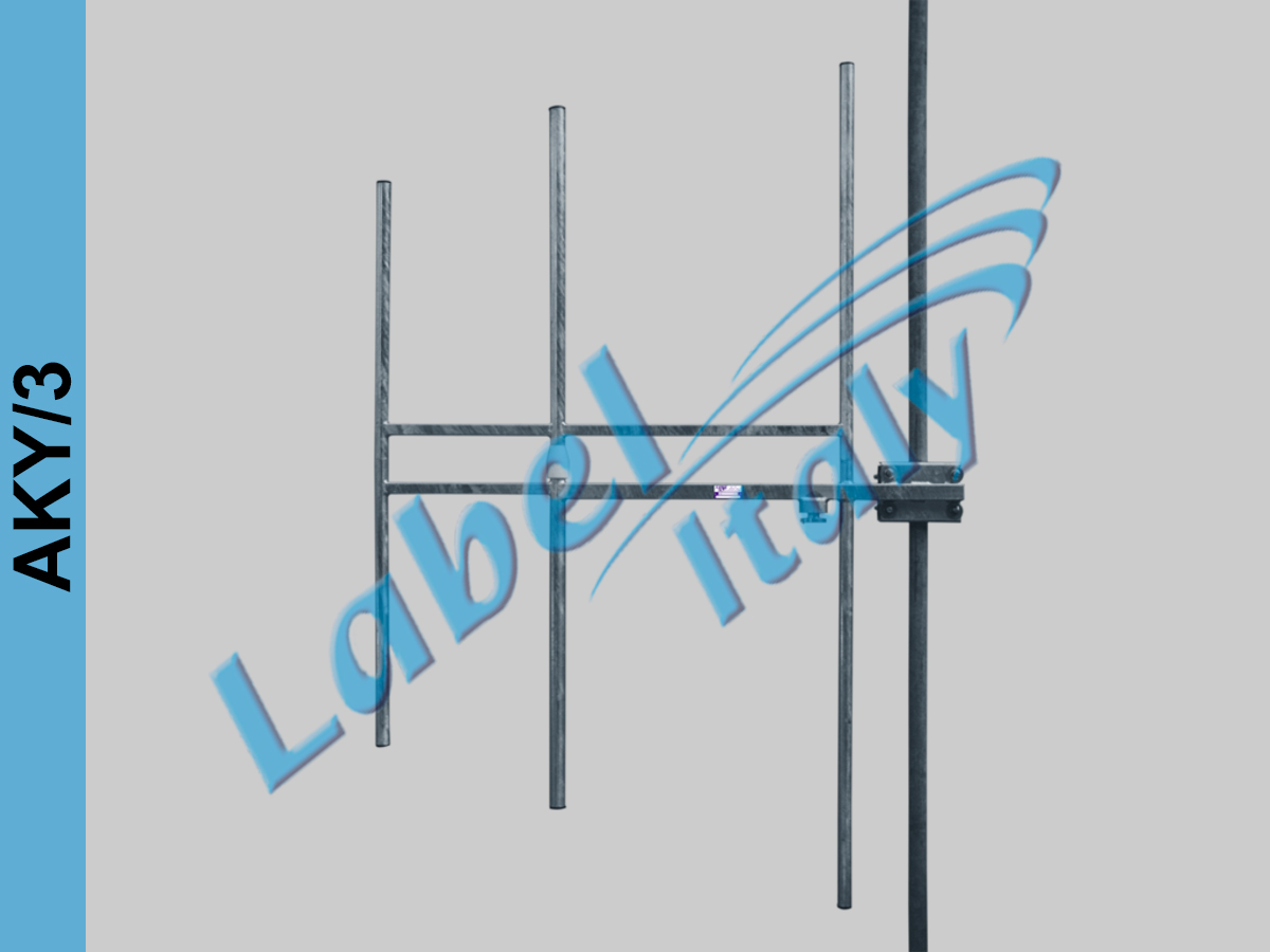 Label Italy AKY/3 Wide band FM Yagi Antennas Vertical Polarization made in stainless steel