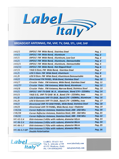 Label Italy Catalog antennas 2021
