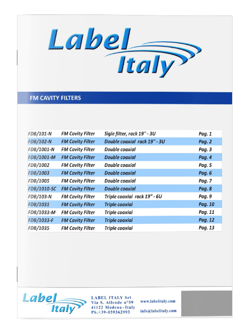 Label Italy Catalog cavity filters 2021