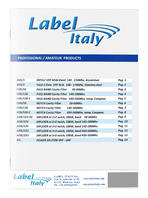 Label Italy Catalog professional amateur products 2021